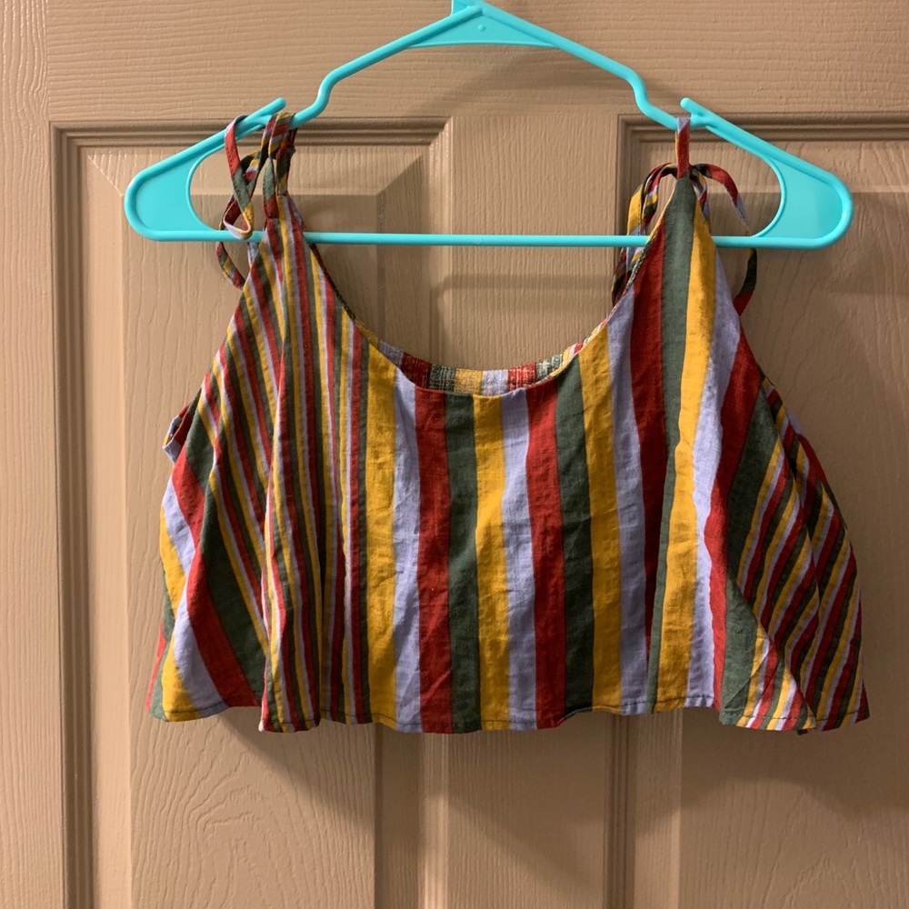 Tank cropped top with stripes